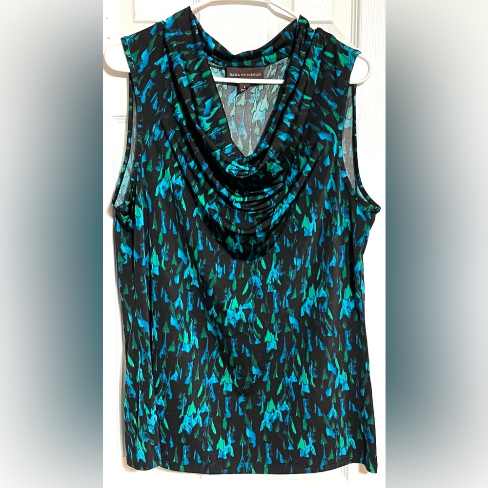 Dana Buchman Blue and Black Sleeveless Top